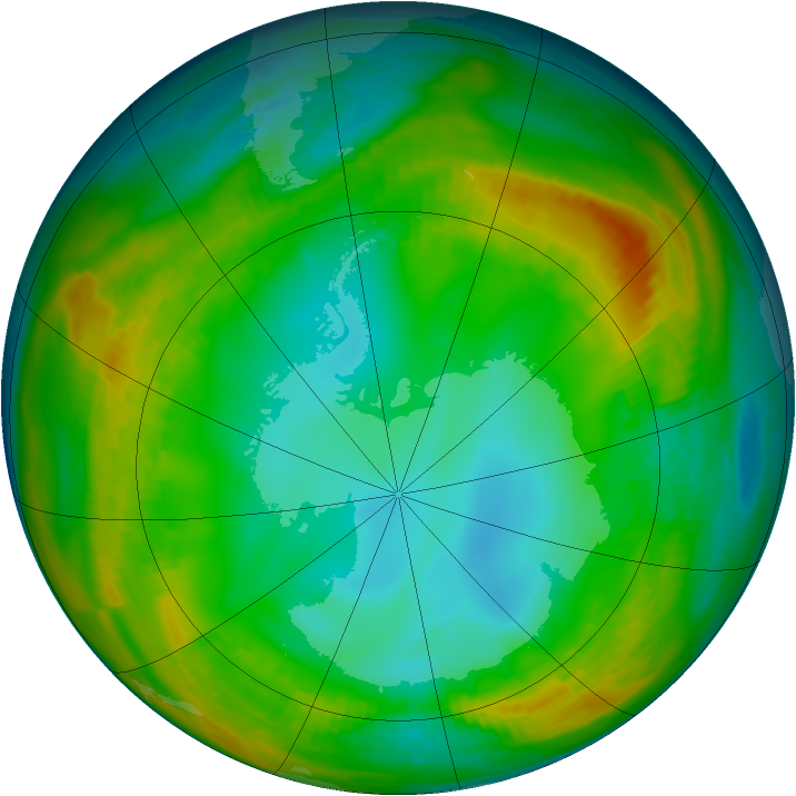 Antarctic ozone map for 21 July 1980